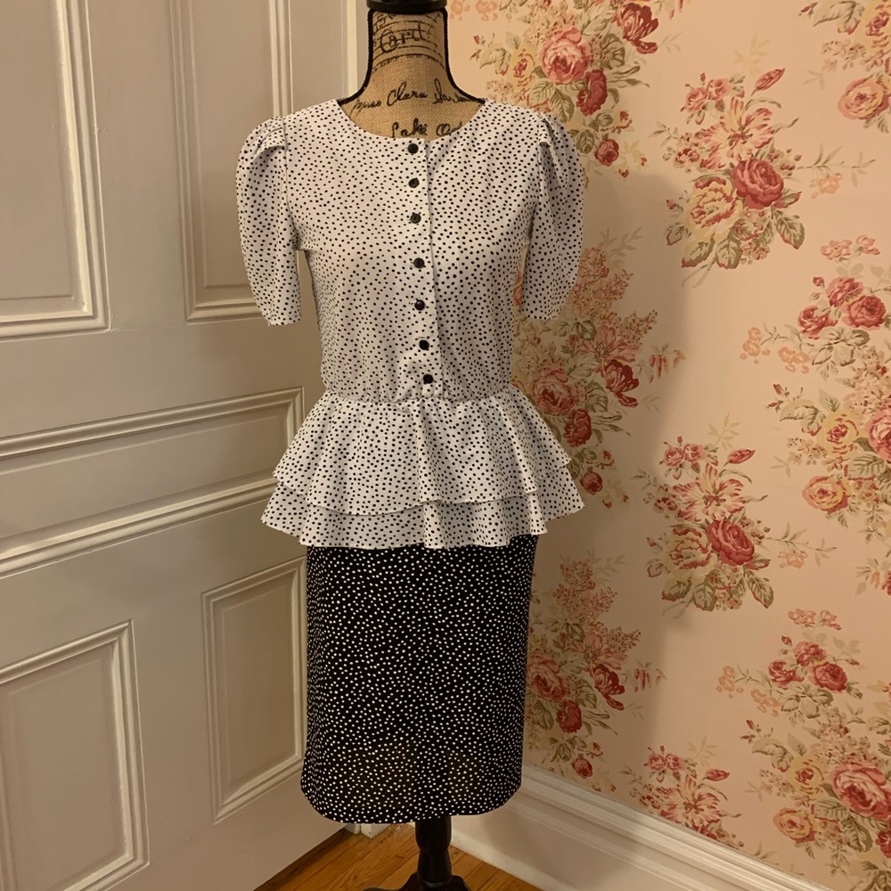 Vintage Polkadot Black and White Dress